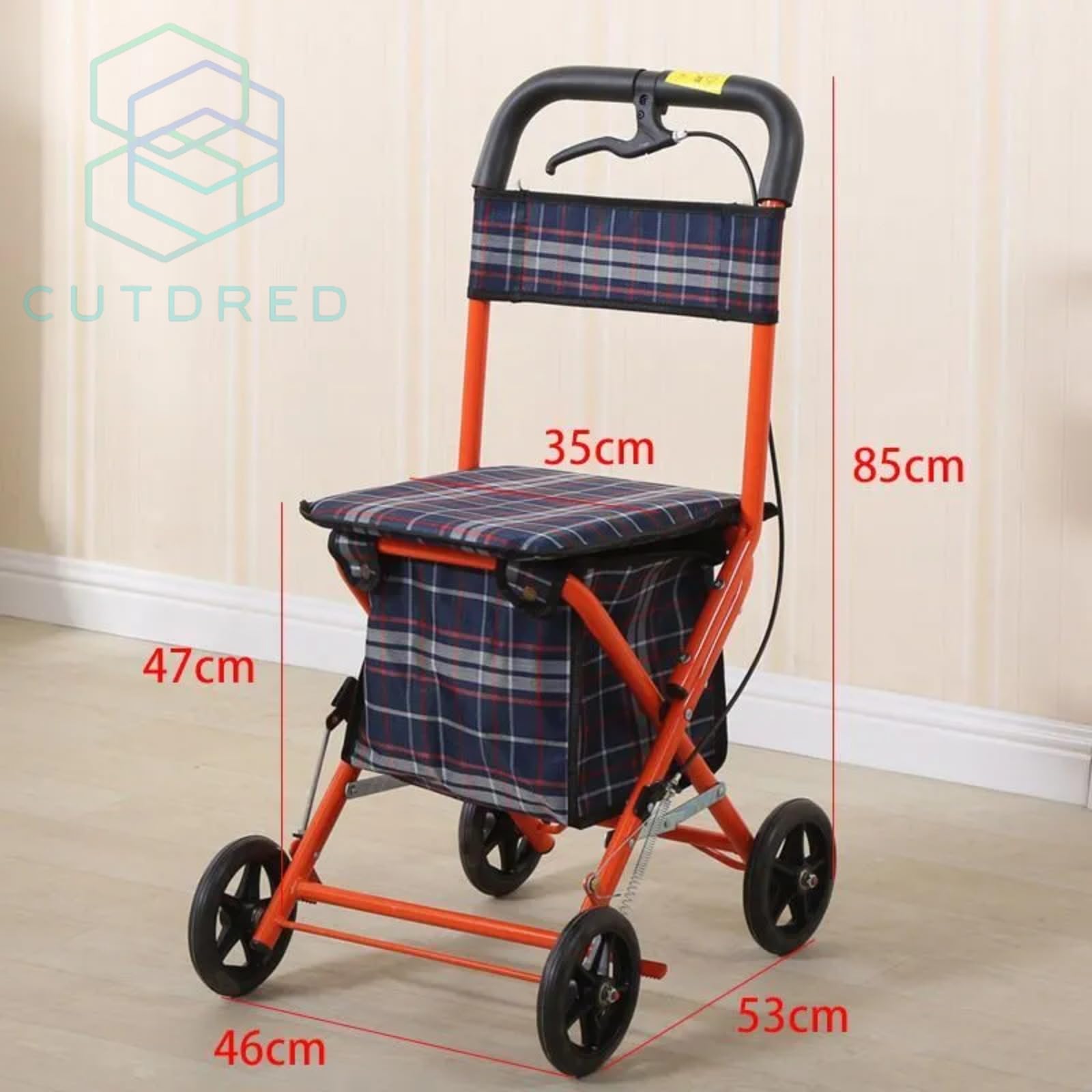 Amazon | [Cutdred] チェック柄 折りたたみ座面付きシルバーカー 軽量